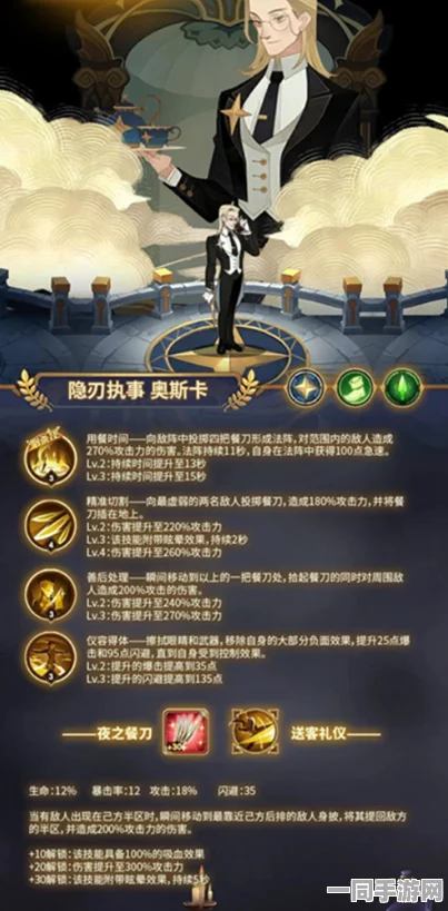 剑与远征新角色大揭秘，奥斯卡·隐刃执事，策略与魅力并蓄的双重演绎